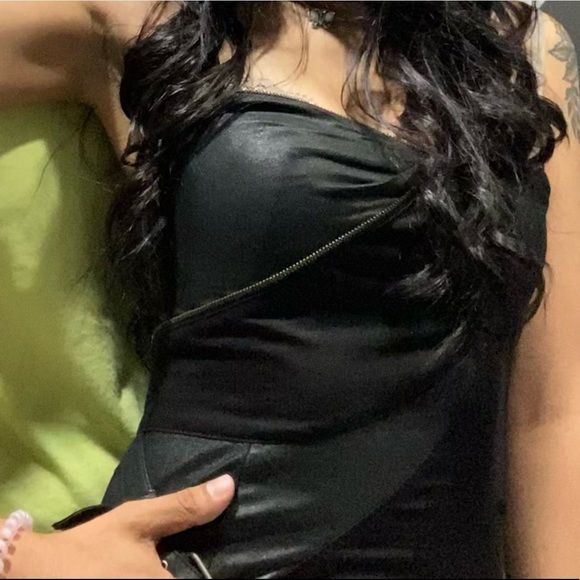 Diesel contrast lamb leather cocktail dress - Picture 9 of 9